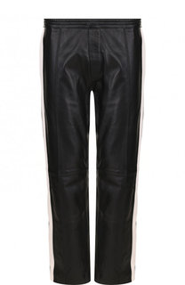 Кожаные брюки прямого кроя с поясом на резинке Dsquared2