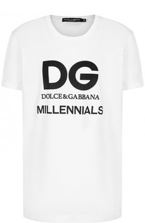 Хлопковая футболка с круглым вырезом и логотипом бренда Dolce & Gabbana