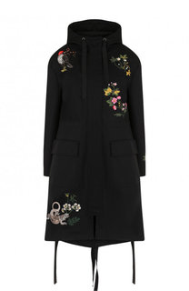 Хлопковая парка с капюшоном и декоративной вышивкой REDVALENTINO
