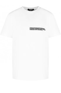 Хлопковая футболка с круглым вырезом и надписями CALVIN KLEIN 205W39NYC