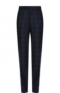 Шерстяные брюки прямого кроя в клетку Canali