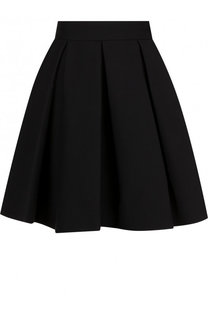 Однотонная мини-юбка из смеси шерсти и шелка Valentino