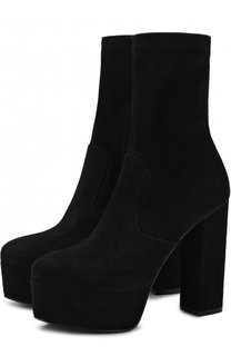 Замшевые ботильоны на устойчивом каблуке и платформе Le Silla