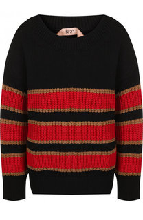 Вязаный пуловер с круглым вырезом из хлопка No. 21
