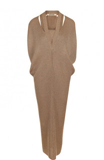 Однотонное вязаное платье-миди с V-образным вырезом Roberto Cavalli