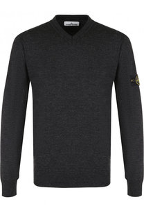 Шерстяной пуловер тонкой вязки Stone Island