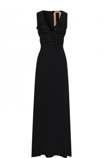 Приталенное платье-макси с V-образным вырезом No. 21