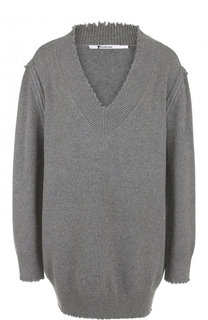 Удлиненный пуловер с V-образным вырезом из хлопка T by Alexander Wang