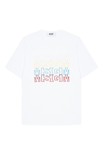 Белая футболка с контурными логотипами Msgm