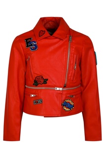 Красная куртка с нашивками и молниями Ermanno Scervino Сhildren
