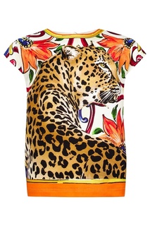 Футболка с тигром и орнаментом Dolce&Gabbana Children