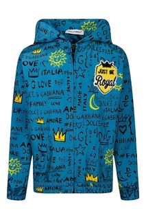 Синяя куртка с надписями и аппликацией Dolce&Gabbana Children