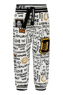 Укороченные брюки с текстовым принтом Dolce&Gabbana Children