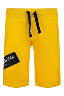 Трикотажные желтые шорты с логотипом Dolce&Gabbana Children