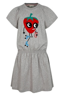 Серое платье с аппликацией Fendi Children