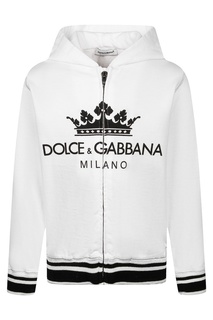 Худи белого цвета на молнии Dolce&Gabbana Children