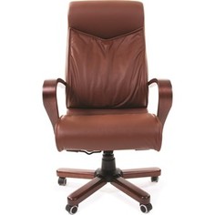 Офисное кресло Chairman 420 WD кожа коричневая