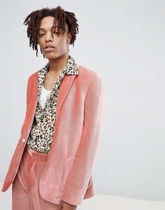 Розовый бархатный облегающий пиджак ASOS EDITION - Розовый