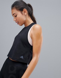 Черный укороченный топ adidas Training Aeroknit - Черный