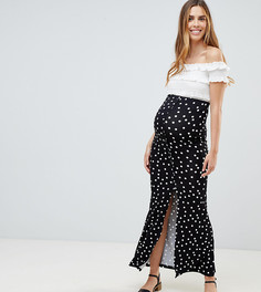 Юбка макси в горошек с пуговицами и разрезом ASOS DESIGN Maternity - Мульти