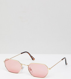 Розовые солнцезащитные очки в шестиугольной оправе Monki - Розовый