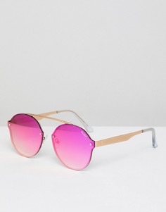 Солнцезащитные очки с круглыми стеклами и планкой Quay Australia camden heights - Золотой