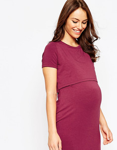 Двухслойное облегающее платье для беременных ASOS Maternity - Красный