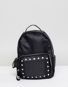 Атласный мини-рюкзак с отделкой искусственным жемчугом Yoki Fashion - Черный