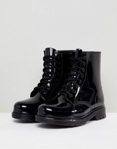 Резиновые ботинки на шнуровке Glamorous - Черный