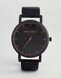 Однотонные черные часы с оранжевой разметкой ASOS DESIGN - Черный