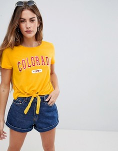 Укороченная футболка с завязкой и надписью Colorado Sugar Dust - Желтый