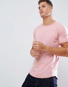 Удлиненная футболка с рукавами реглан и необработанным краем Jack & Jones Originals - Розовый