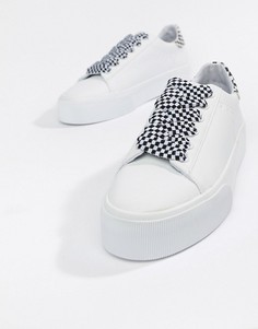 Белые кроссовки на платформе со шнурками в клетку Pull&Bear - Белый Pull&;Bear