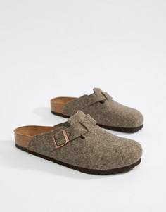 Фетровые мюли с добавление кокосового волокна и шерсти Birkenstock Boston - Коричневый