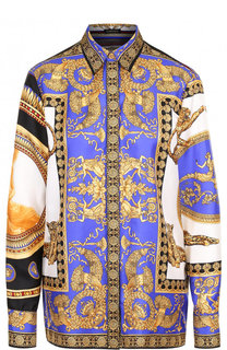 Шелковая блуза с ярким принтом Versace