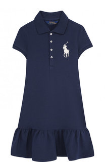 Хлопковое мини-платье с логотипом бренда Polo Ralph Lauren