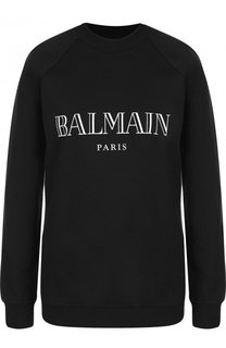 Хлопковый пуловер с логотипом бренда Balmain