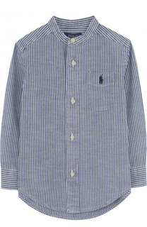 Хлопковая рубашка с воротником-стойкой Polo Ralph Lauren