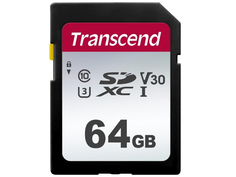 Карта памяти 64Gb - Transcend SDC300S SDXC Class10 UHS-I U3/V30 TS64GSDC300S