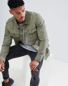 Джинсовая куртка цвета хаки Pull&Bear - Зеленый Pull&;Bear