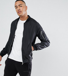 Нейлоновый бомбер на молнии D-Struct TALL - Черный