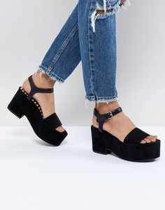 Черные сандалии на платформе Pull&Bear - Черный Pull&;Bear