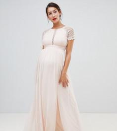 Little Mistress Maternity embellished bodice maxi dress - Розовый