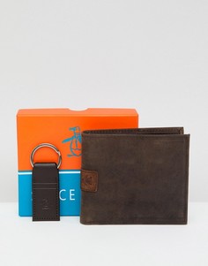 Бумажник и брелок для ключей Original Penguin - Коричневый
