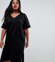 Свободное платье-футболка миди Boohoo Plus - Черный