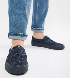 Джинсовые кеды-слипоны для широкой стопы с вышивкой ASOS DESIGN - Синий