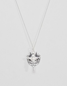 Chained & Able mini bunch st christopher medallion necklace in silver - Серебряный