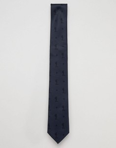 Зауженный галстук из атласной саржи с принтом Religion Wedding - Черный
