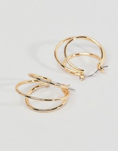 Золотистые серьги с двойными кольцами Nylon - Золотой