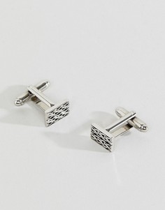 Aetherston square engraved cufflinks in antique silver - Серебряный